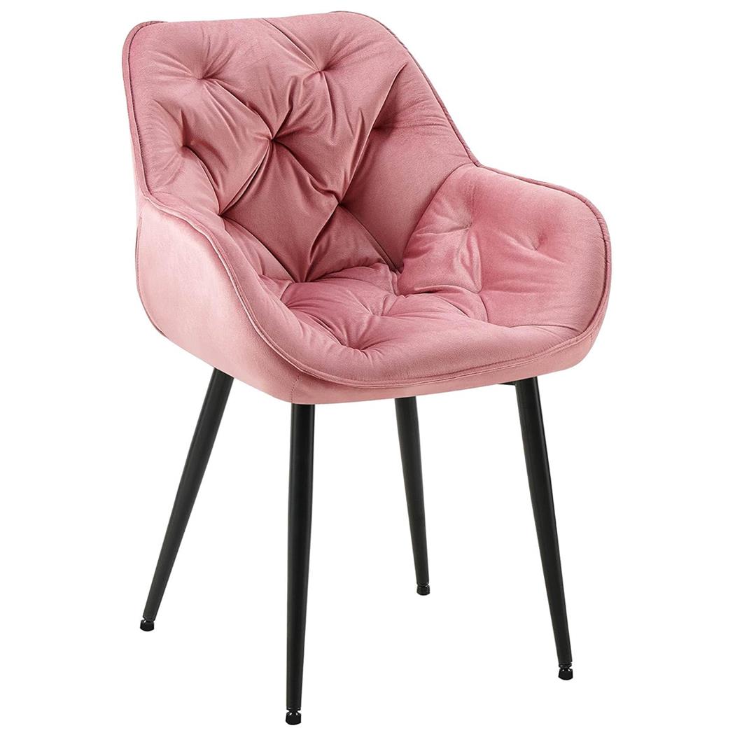 Poltroncina per Sala d'Attesa TEXAS, Imbottita e Trapuntata, in Velluto Rosa