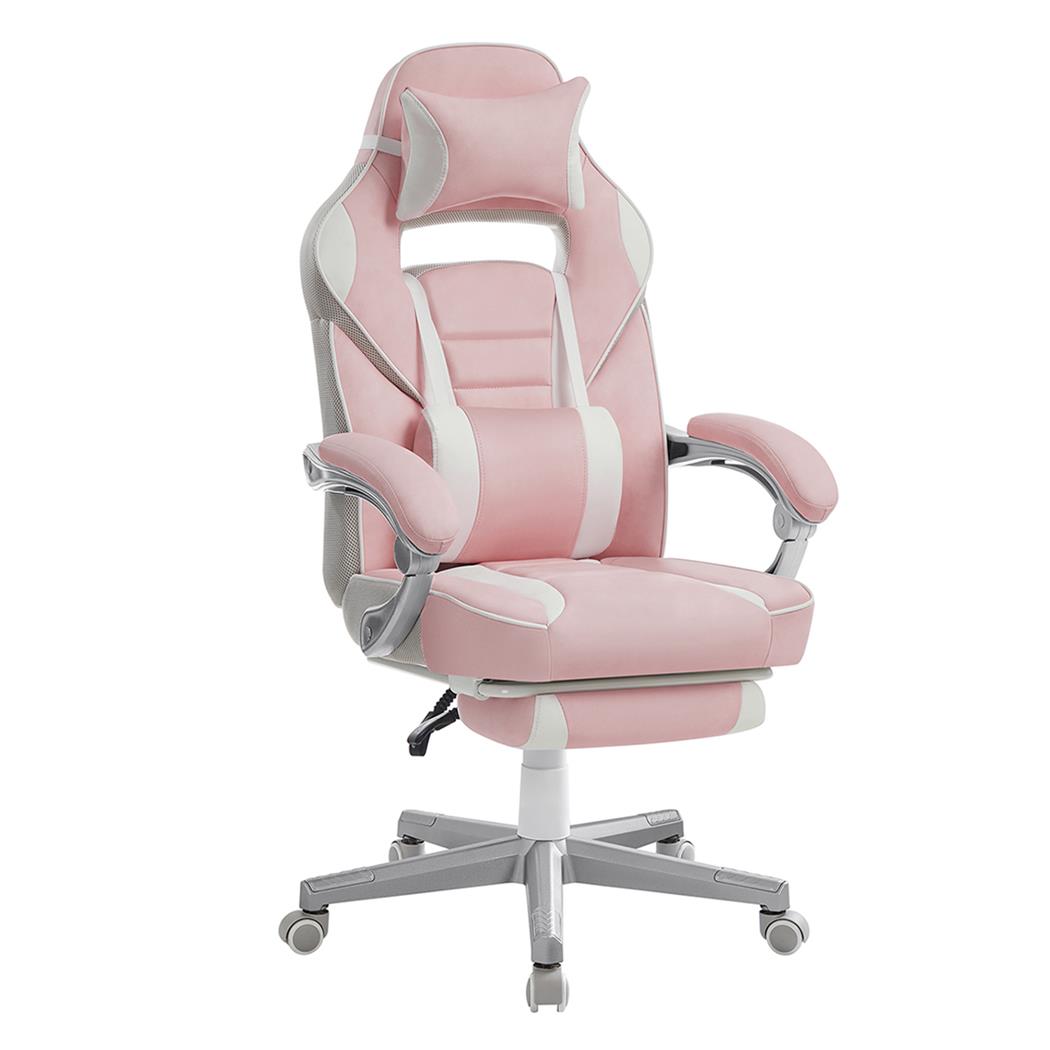 Poltrona Gaming ROBIN, Cuscino Lombare e Cervicale, Poggiapiedi, Pelle, Rosa