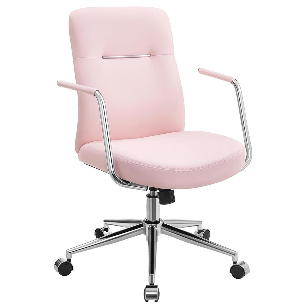 Sedia di Design NOMY, Linee Eleganti, Comodamente Imbottita, Pelle, Rosa