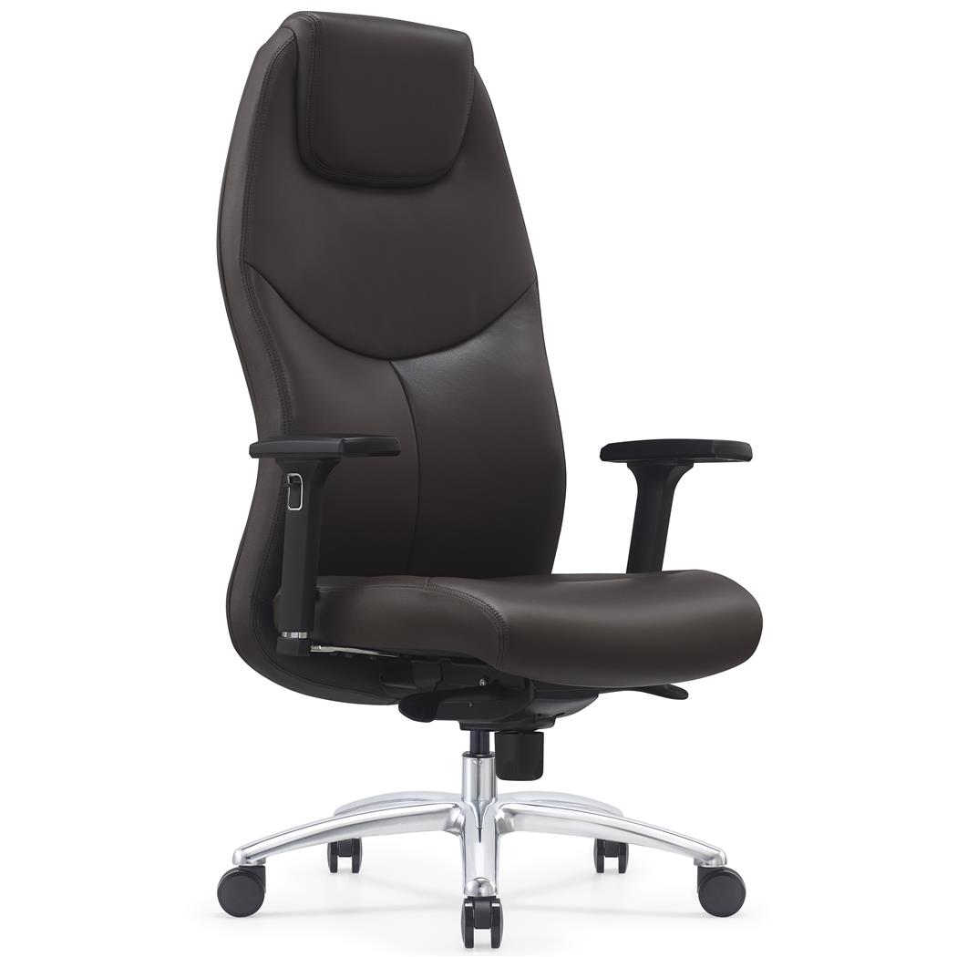 Poltrona da Ufficio SUITER, Design Elegante e Ricercato, Comoda, Regolabile, Vera Pelle, Marrone