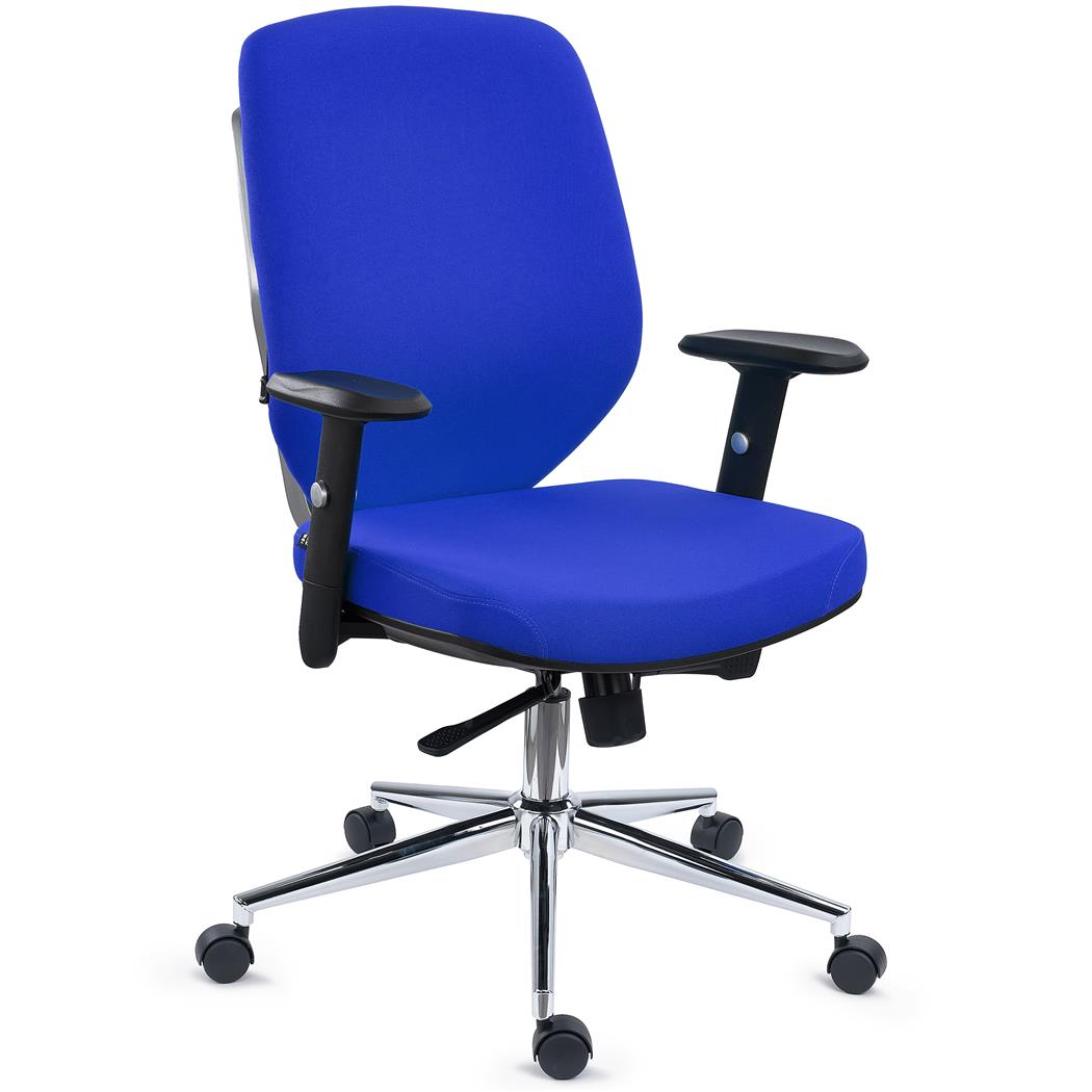 DEMO# Sedia Ergonomica TRAFIC, Supporto Lombare Regolabile, Comoda Imbottitura, Tessuto Blu