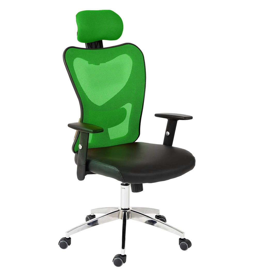 DEMO# Sedia Ergonomica ZELIA, Uso 8 Ore, Sostegno lombare imbottito, Struttura in metallo, colore Verde