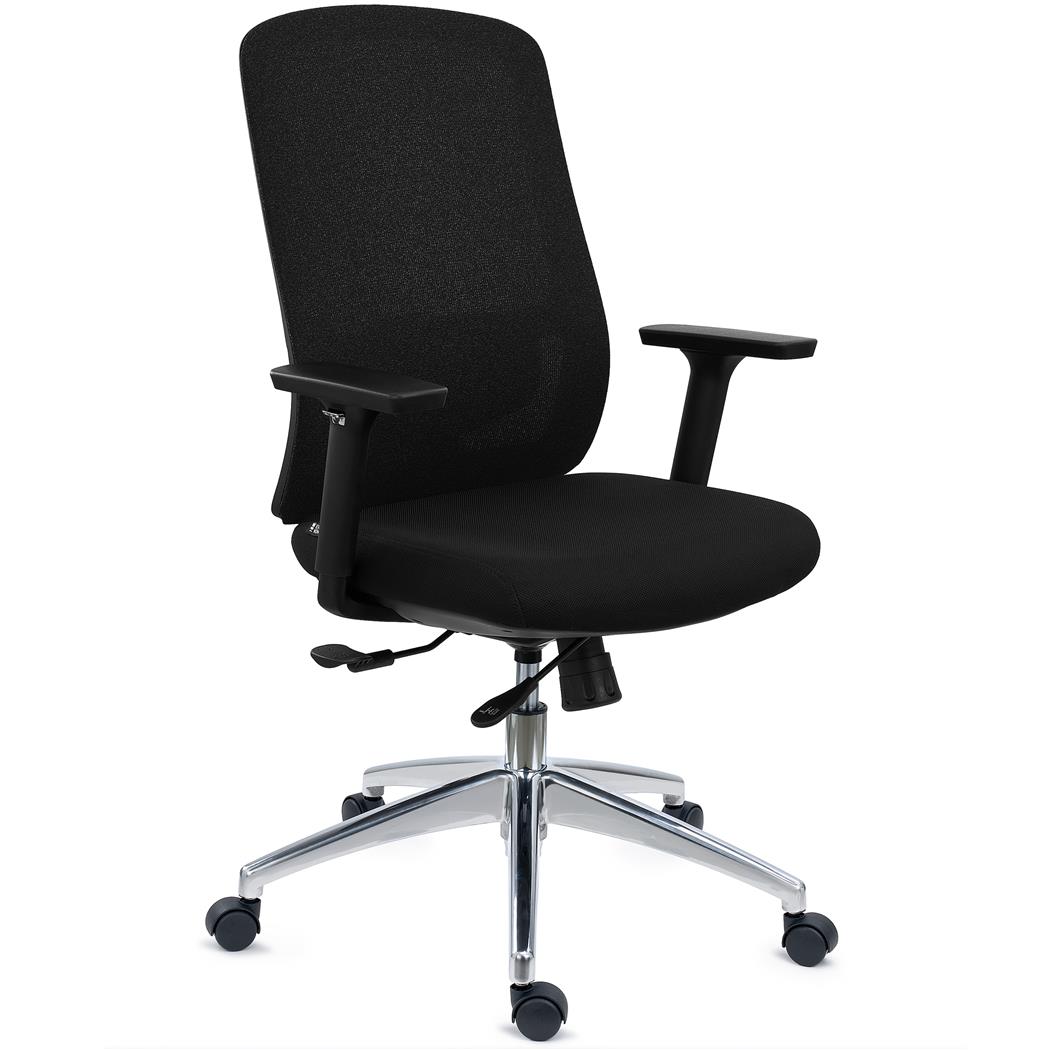 DEMO# Sedia Per Ufficio ASTRA, Design Elegante, Ottima Ergonomia, in Tessuto Nero