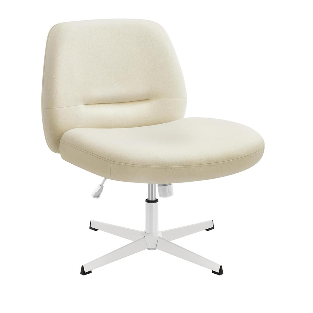 Poltroncina COMFY, Girevole, Regolabile in Altezza, Comoda Imbottitura, Tessuto Crema