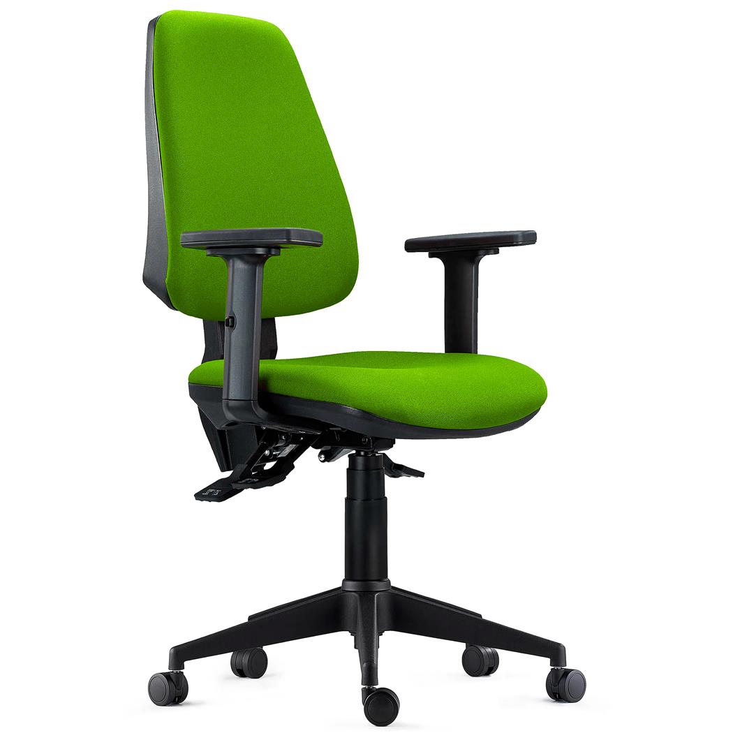 DEMO# Sedia da Ufficio INDIANA PRO, Ergonomica, Braccioli 2D, Tessuto Ignifugo Verde