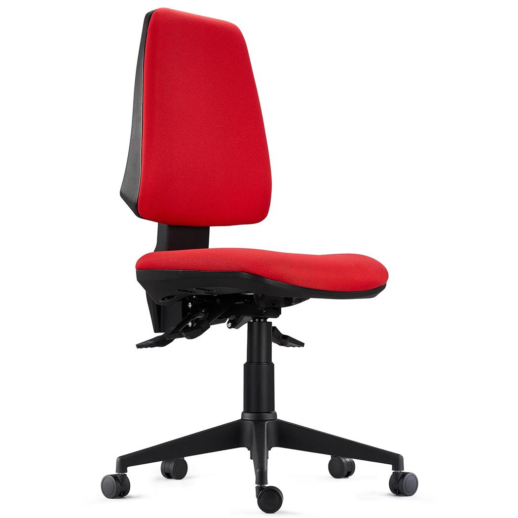 DEMO# Sedia Ergonomica INDIANA BASE, Schienale Regolabile, Tessuto Ignifugo, Rosso