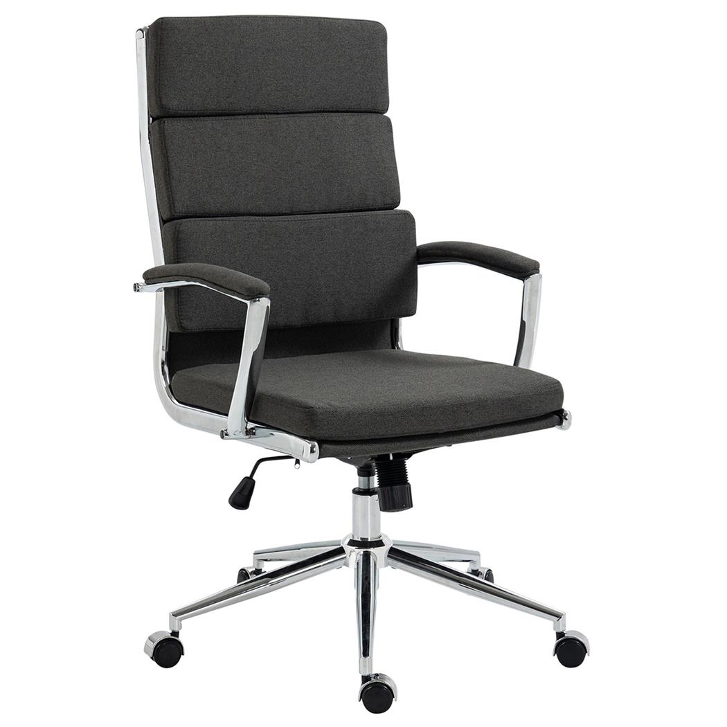 Poltrona Per Ufficio TODRA, Confortevole, Elegante ed Imbottita, in Tessuto, Grigio Scuro