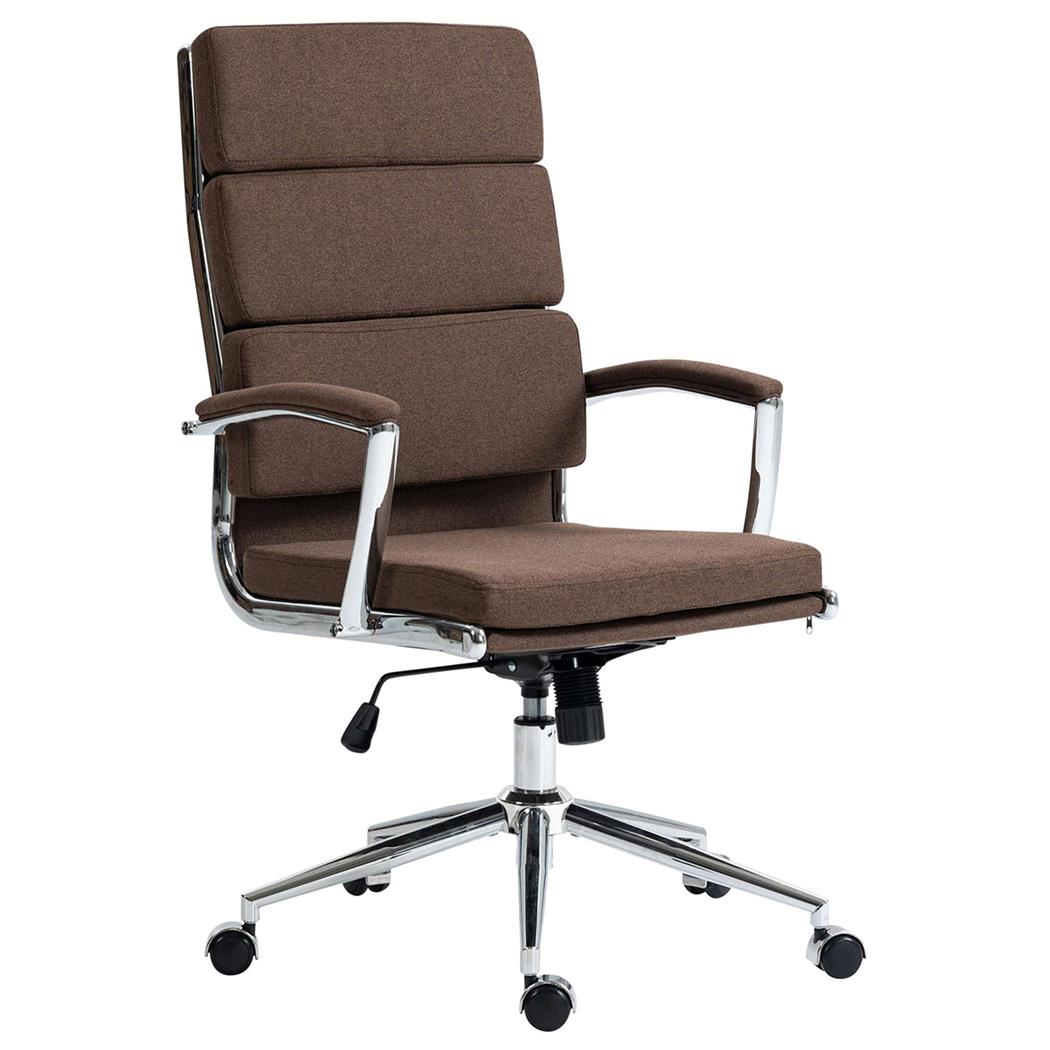 Poltrona Per Ufficio TODRA, Confortevole, Elegante ed Imbottita, in Tessuto, Marrone