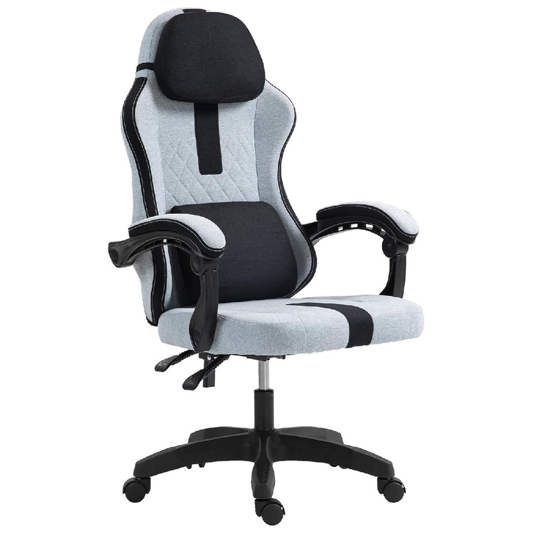 Sedia Gaming VENOM, Con Imbottitura Lombare, in Tessuto Grigio