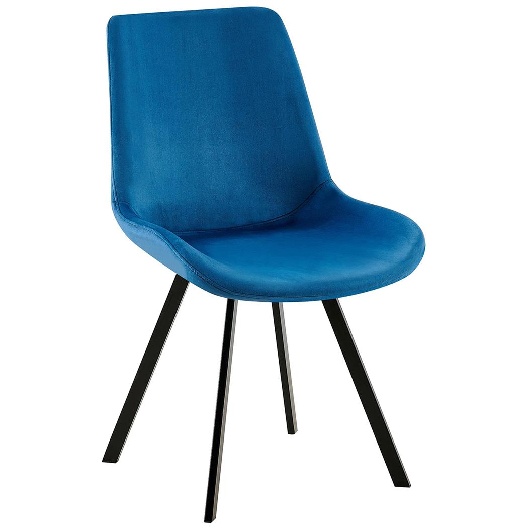 Sedia Ospiti UNAMI, Girevole, Imbottita, Struttura in Metallo, Velluto Blu