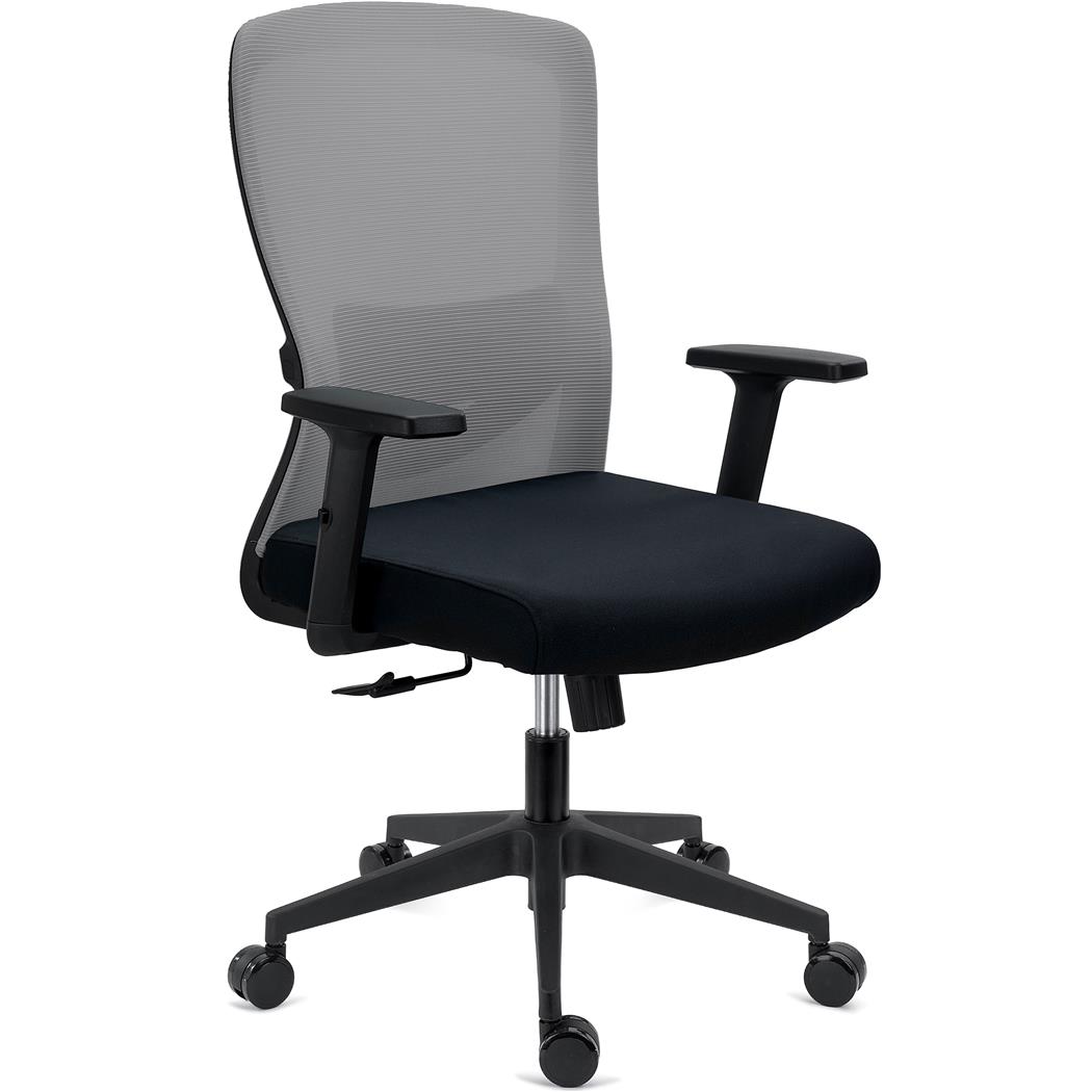 Sedia Operativa NOTE, Ergonomica, Supporto Lombare Regolabile, Rete e Tessuto, Grigio