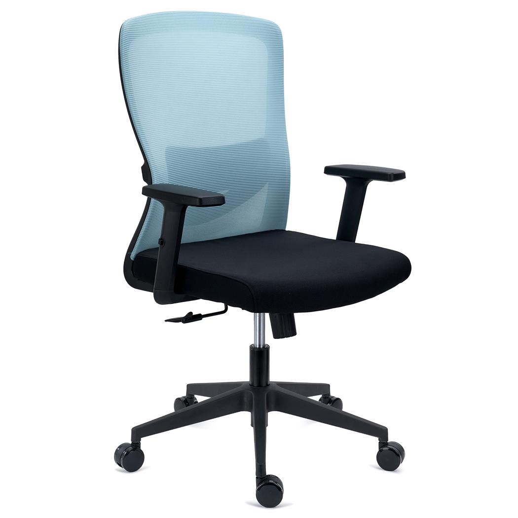 Sedia Operativa NOTE, Ergonomica, Supporto Lombare Regolabile, Rete e Tessuto, Azzurro