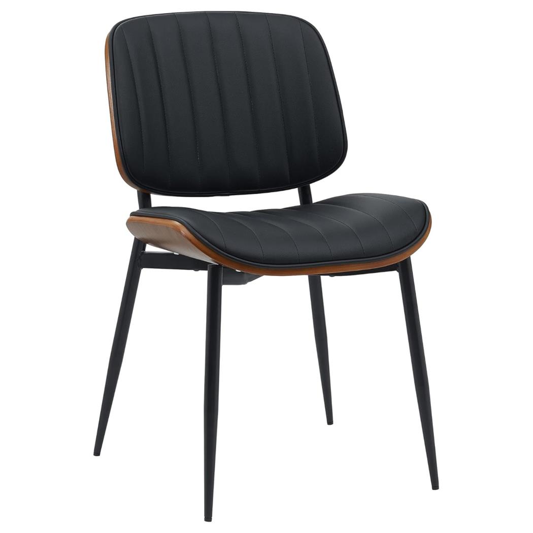 Sedia Sala Attesa / Riunioni YUMI, Struttura in Legno color Noce e Pelle Nera