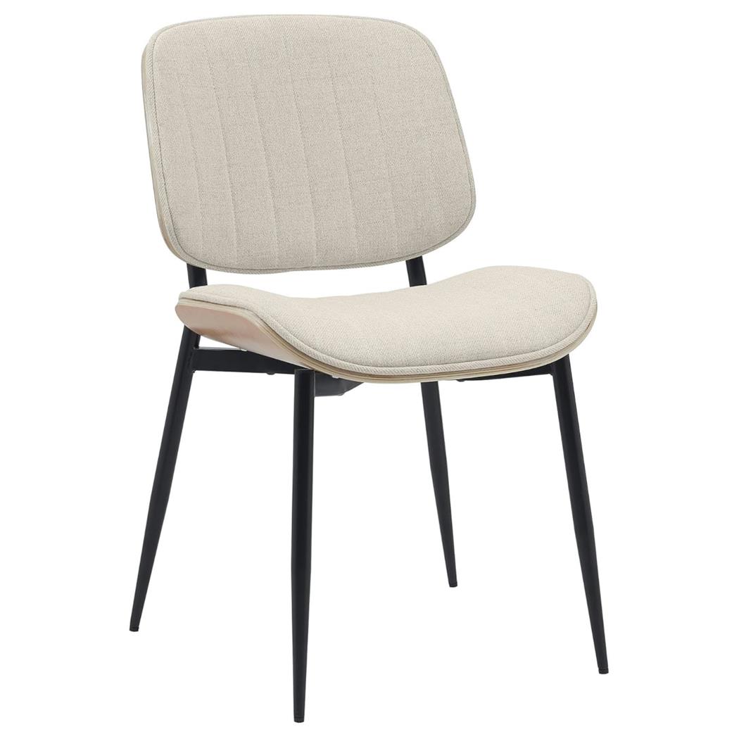 Sedia Sala Attesa / Riunioni YUMI, Struttura in Legno color Rovere e Tessuto Panna