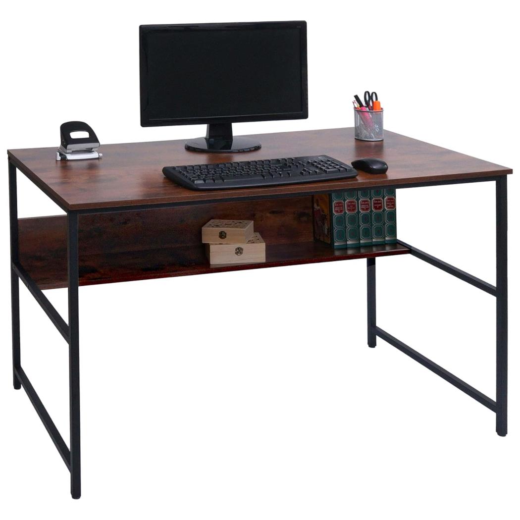 Scrivania per PC EVOKE, 120x60x78cm, Telaio in Acciaio Nero, Piano in Legno Colore Noce