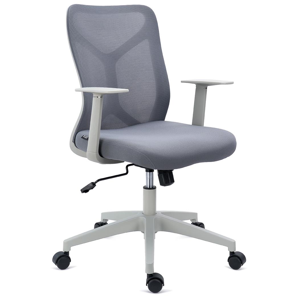 Sedia Ergonomica GINGER, Confortevole e Versatile, Design Moderno, Rete e Tessuto, Grigio