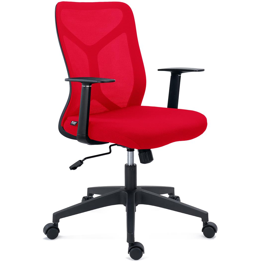 Sedia Ergonomica GINGER, Confortevole e Versatile, Design Moderno, Rete e Tessuto, Rosso