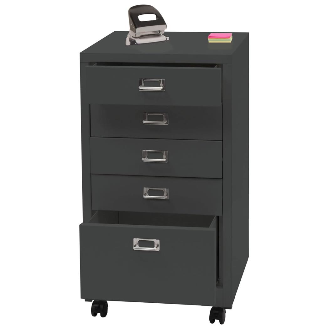 Cassettiera con Ruote DONY PRO, 5 Cassetti, 40x41x75cm, in Acciaio colore Grigio