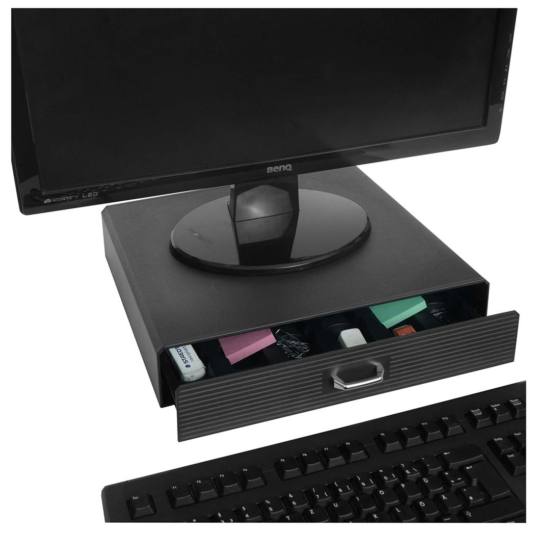Supporto per Monitor XEON, 34x31x7cm, con Cassetto, color Nero