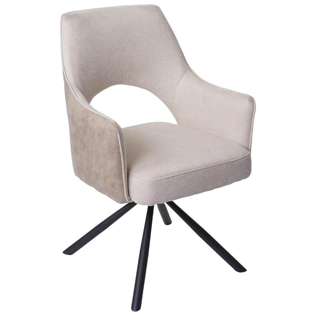 Poltroncina ANNIE, Girevole, Comoda Imbottitura, in Tessuto colore Panna