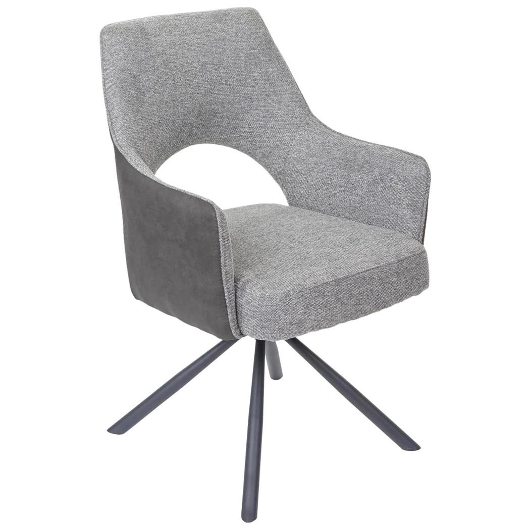 Poltroncina ANNIE, Girevole, Comoda Imbottitura, in Tessuto colore Grigio