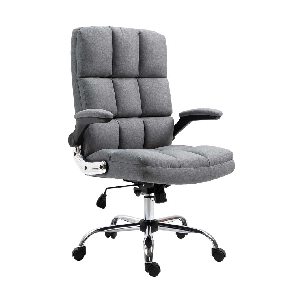 Poltrona da Ufficio ALEXANDER, Confortevole ed Imbottita, Braccioli Abbattibili, Tessuto, Grigio