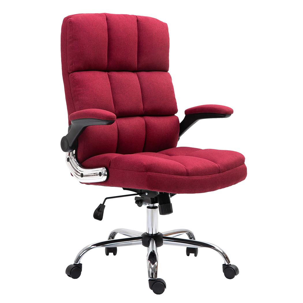Poltrona da Ufficio ALEXANDER, Confortevole ed Imbottita, Braccioli Abbattibili, Tessuto, Rosso