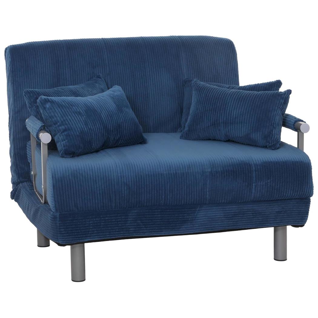 Divano 2 posti LESLY, Trasformabile in Letto, Tessuto colore Blu
