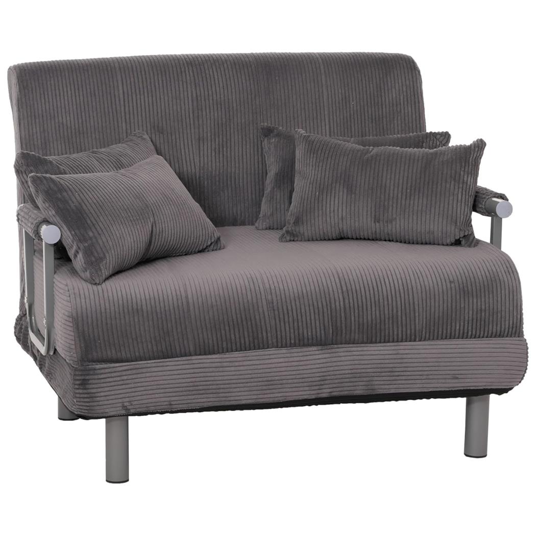 Divano 2 posti LESLY, Trasformabile in Letto, Tessuto colore Grigio Scuro