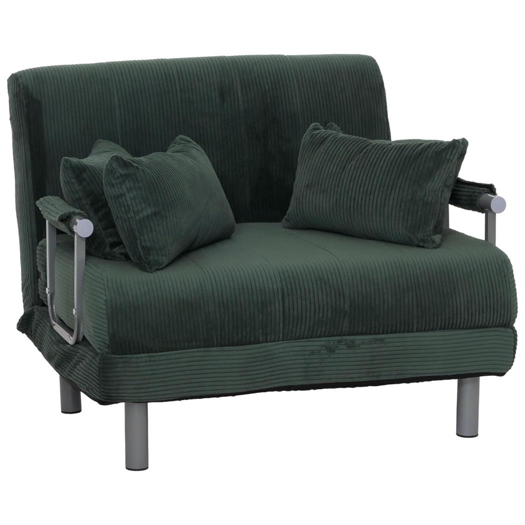 Divano 2 posti LESLY, Trasformabile in Letto, Tessuto colore Verde