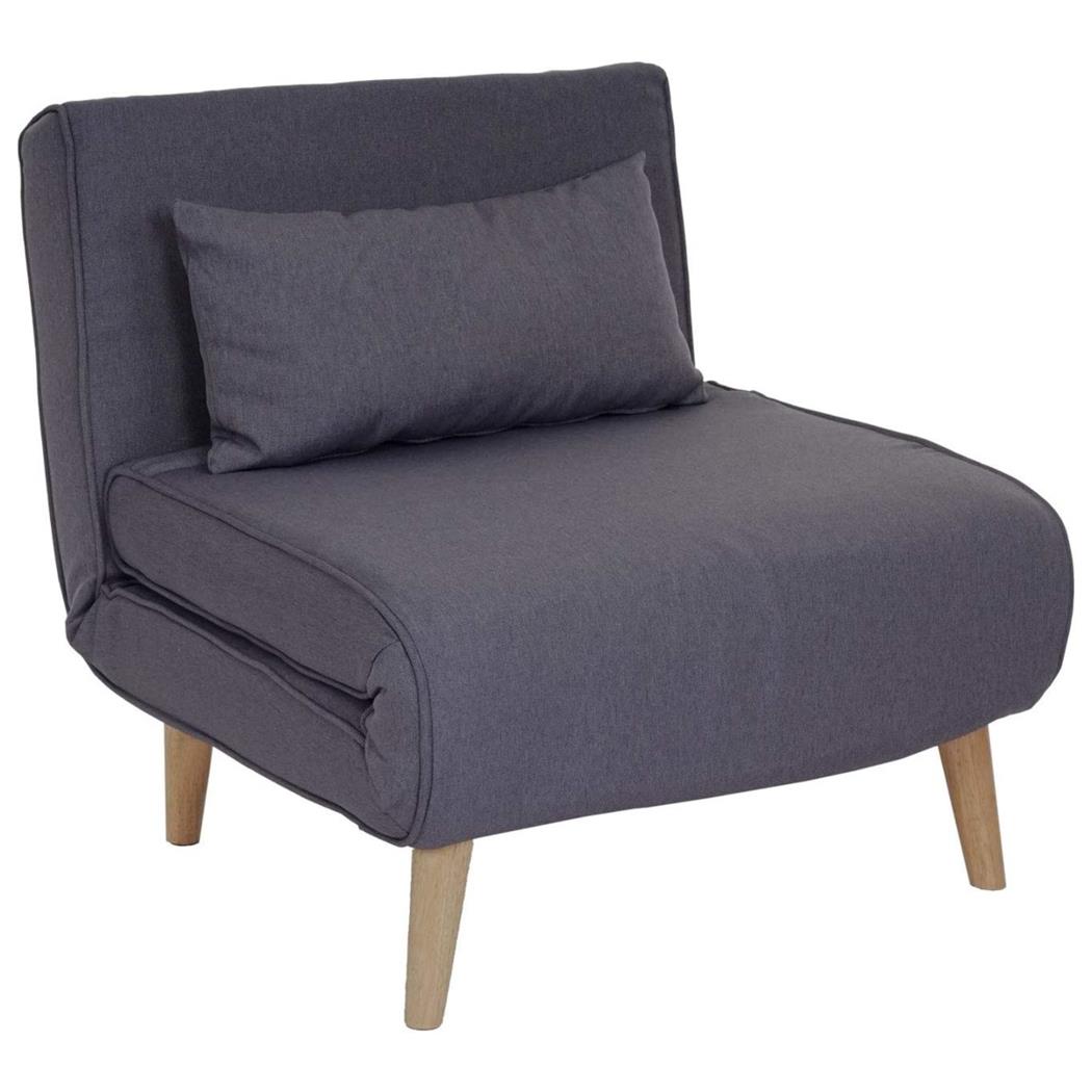 Poltrona PRETTY, Trasformabile in Letto, Spessa Imbottitura, in Tessuto Grigio Scuro