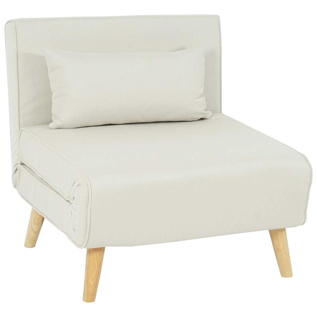 Poltrona PRETTY, Trasformabile in Letto, Spessa Imbottitura, in Tessuto Panna