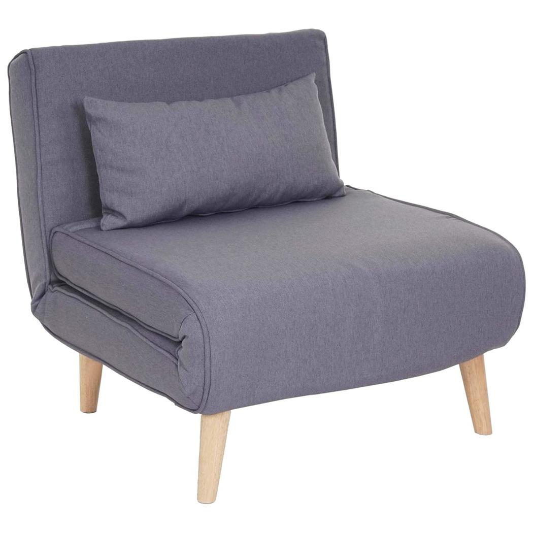 Poltrona PRETTY, Trasformabile in Letto, Spessa Imbottitura, in Tessuto Grigio