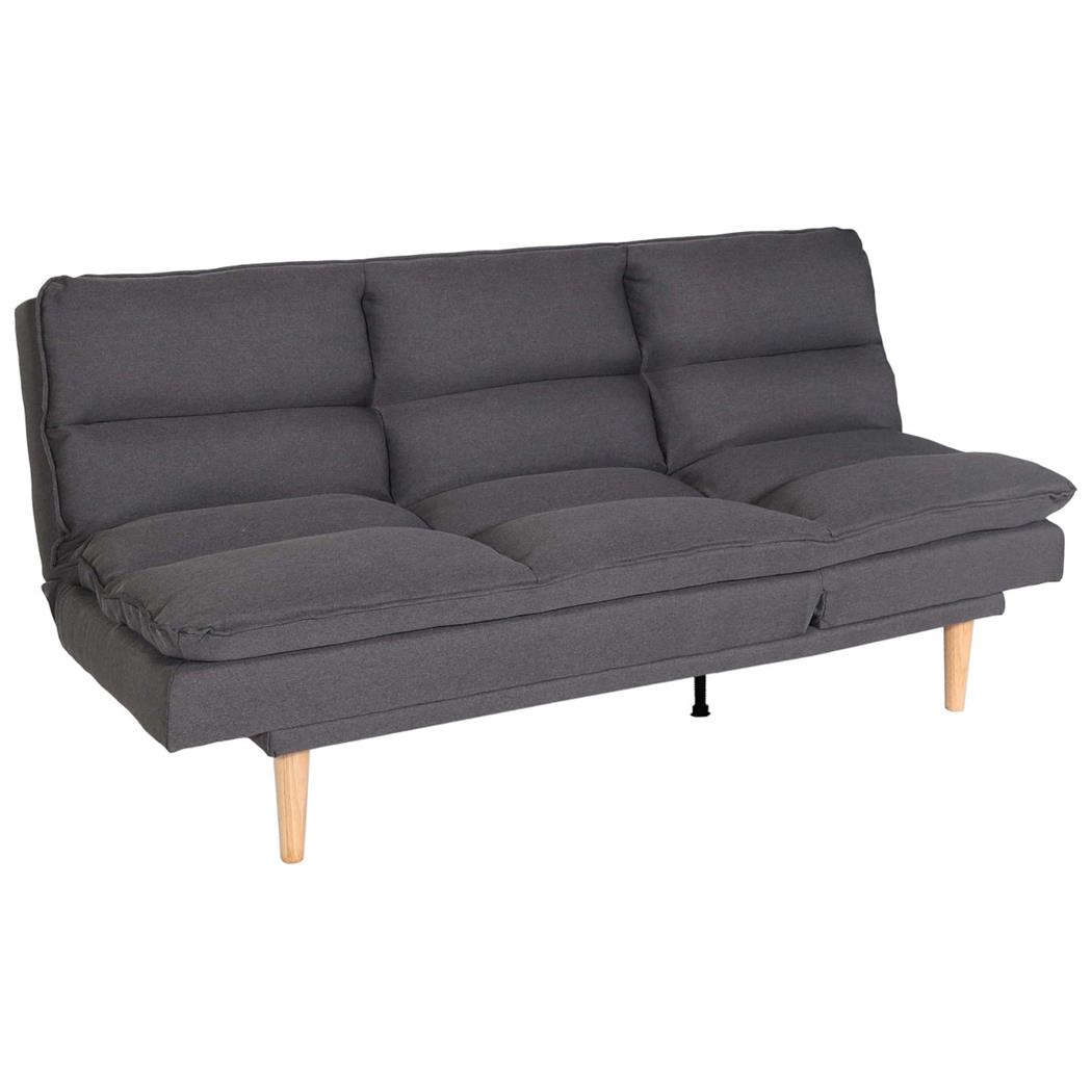 Divano 3 posti MENDIX, Trasformabile in Letto, Pratico e Versatile, in Tessuto Grigio Scuro