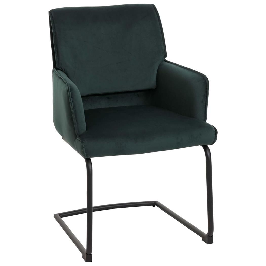 Sedia Ospiti NICHOLS, Design Moderno, Struttura in Metallo, in Tessuto Verde
