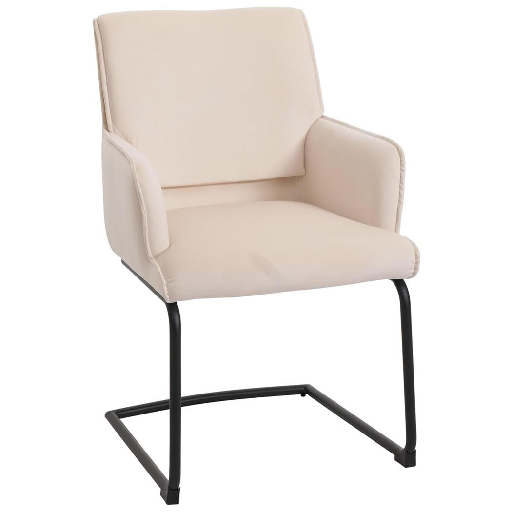 Sedia Ospiti NICHOLS, Design Moderno, Struttura in Metallo, in Tessuto Crema