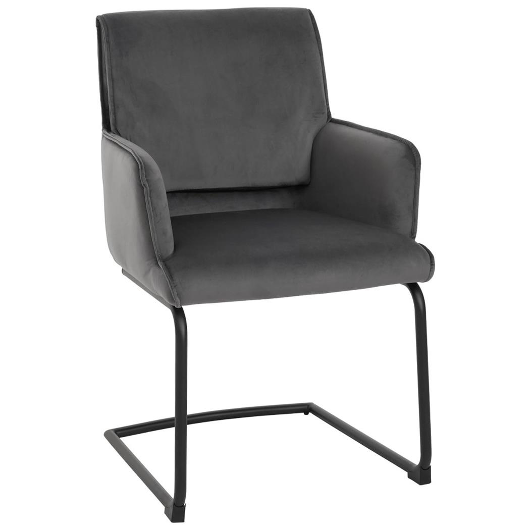 Sedia Ospiti NICHOLS, Design Moderno, Struttura in Metallo, in Tessuto Grigio