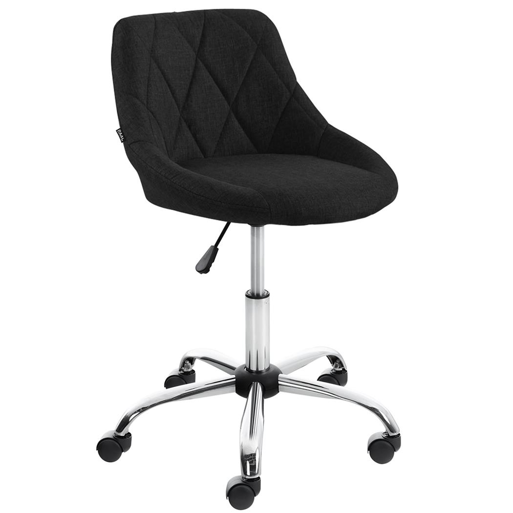 Sgabello da Ufficio DOVEN, Seduta Imbottita, Rivestimento in Tessuto con Cuciture, Nero