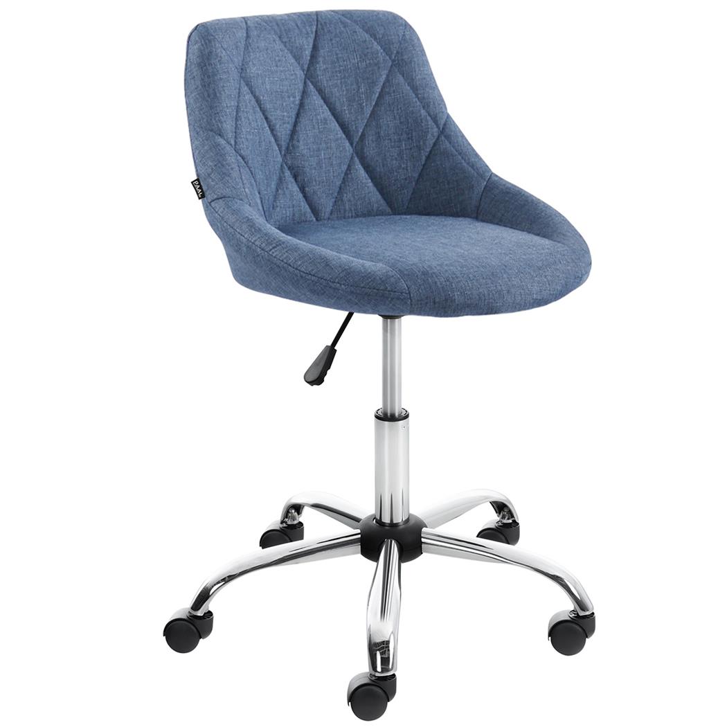 Sgabello da Ufficio DOVEN, Seduta Imbottita, Rivestimento in Tessuto con Cuciture, Azzurro