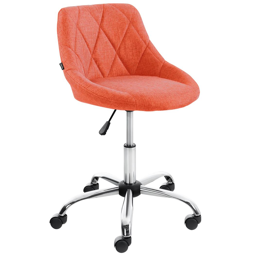 Sgabello da Ufficio DOVEN, Seduta Imbottita, Rivestimento in Tessuto con Cuciture, Arancione