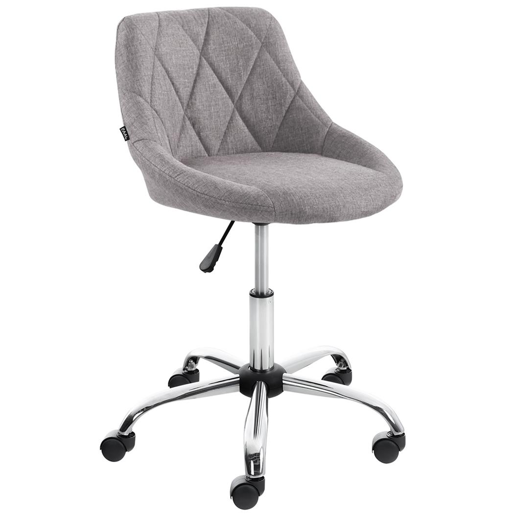 Sgabello da Ufficio DOVEN, Seduta Imbottita, Rivestimento in Tessuto con Cuciture, Grigio