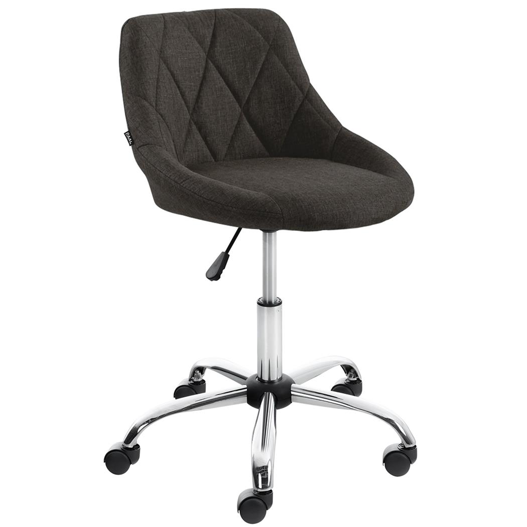 Sgabello da Ufficio DOVEN, Seduta Imbottita, Rivestimento in Tessuto con Cuciture, Grigio Scuro