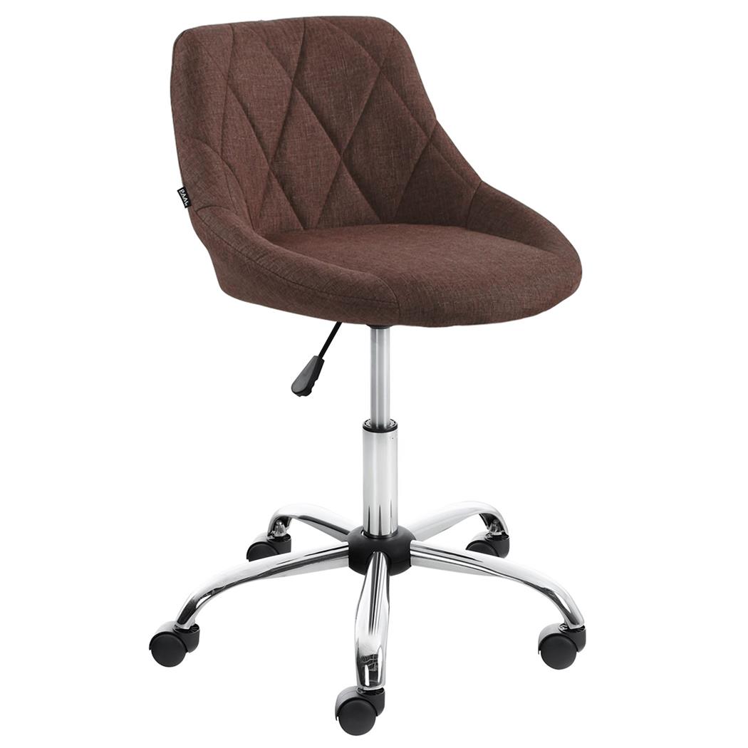 Sgabello da Ufficio DOVEN, Seduta Imbottita, Rivestimento in Tessuto con Cuciture, Marrone