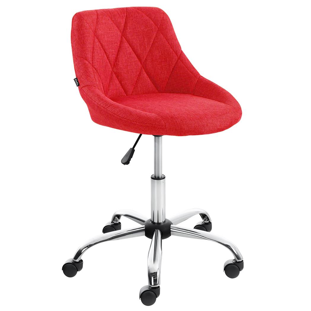 Sgabello da Ufficio DOVEN, Seduta Imbottita, Rivestimento in Tessuto con Cuciture, Rosso