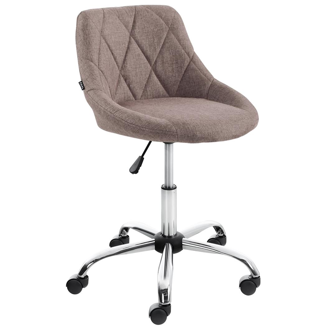 Sgabello da Ufficio DOVEN, Seduta Imbottita, Rivestimento in Tessuto con Cuciture, Tortora