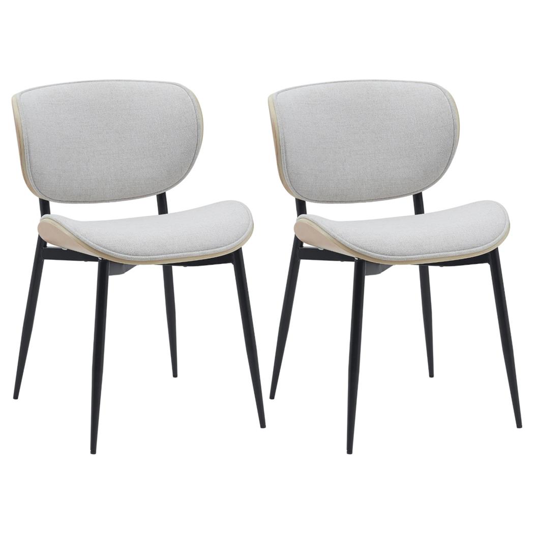 Lotto di 2 Sedie Sala Attesa / Riunioni BRONSON, Struttura in Legno color Rovere e Tessuto Panna