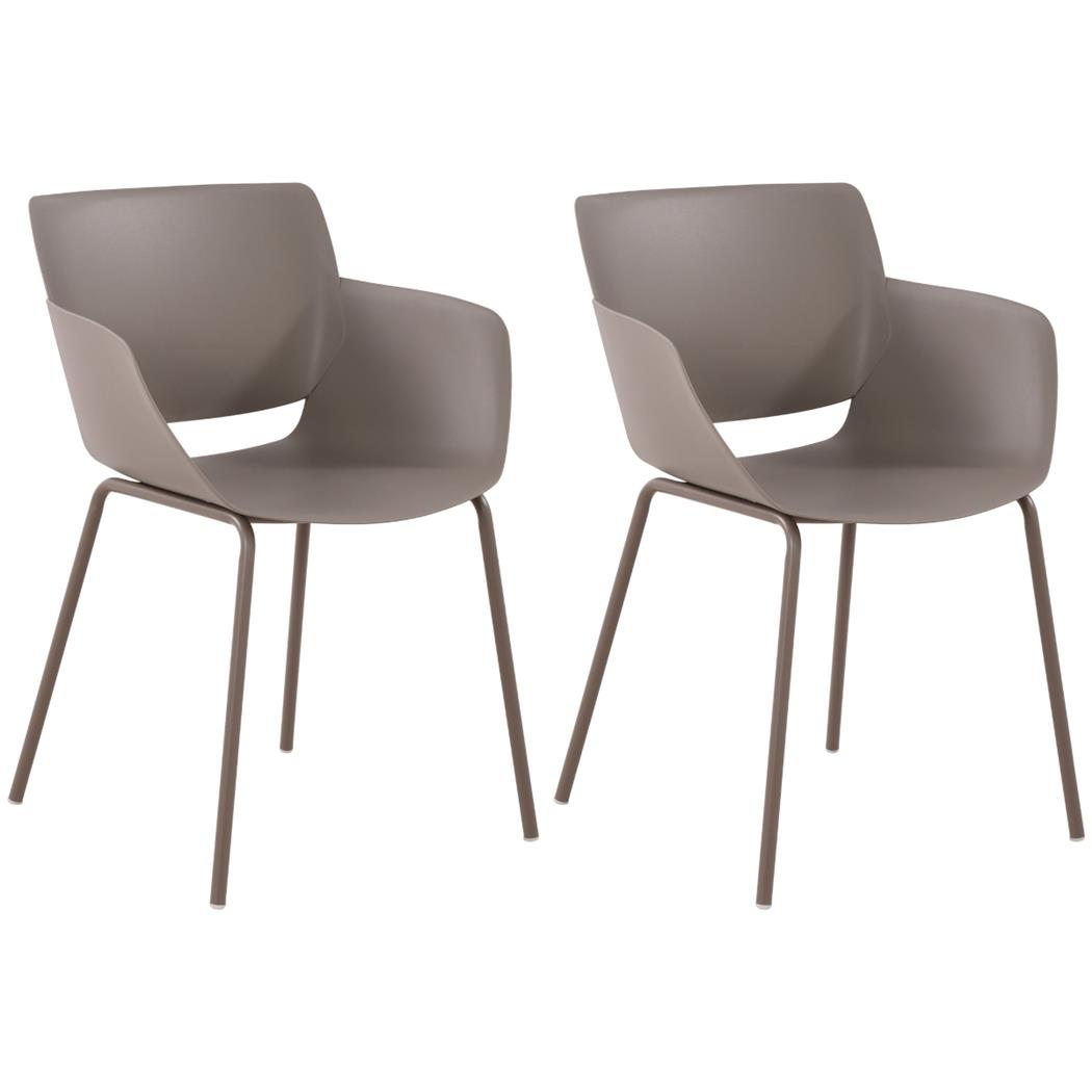 Lotto di 2 Sedie per Sala D'attesa RIKO, Design Moderno, Comoda ed Elegante, Polipropilene, Tortora