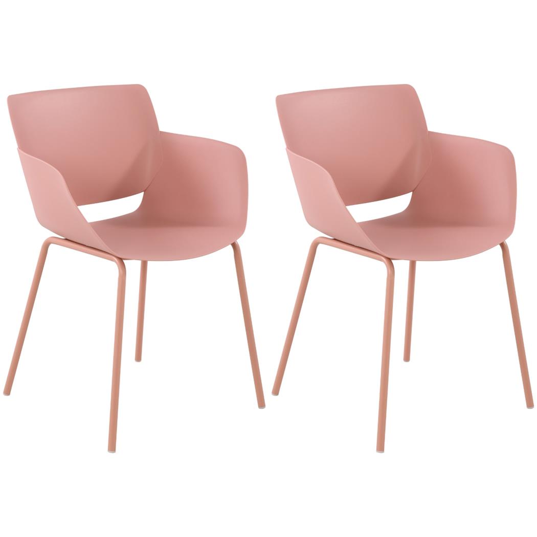 Lotto di 2 Sedie per Sala D'attesa RIKO, Design Moderno, Comoda ed Elegante, Polipropilene, Rosa