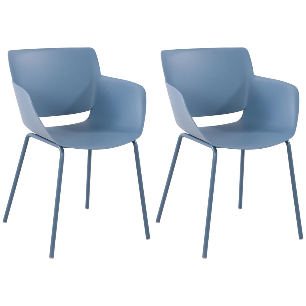 Lotto di 2 Sedie per Sala D'attesa RIKO, Design Moderno, Comoda ed Elegante, Polipropilene, Blu