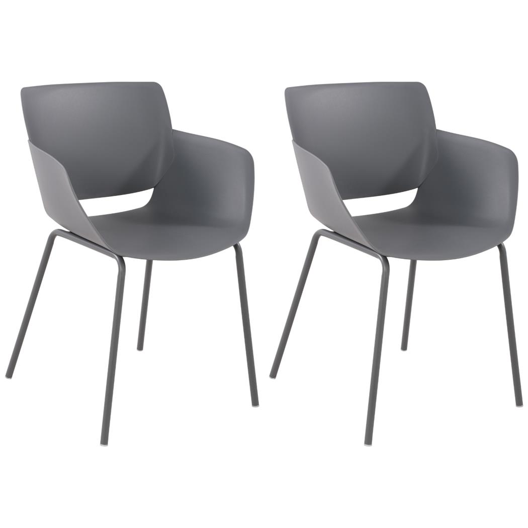 Lotto di 2 Sedie per Sala D'attesa RIKO, Design Moderno, Comoda ed Elegante, Polipropilene, Grigio